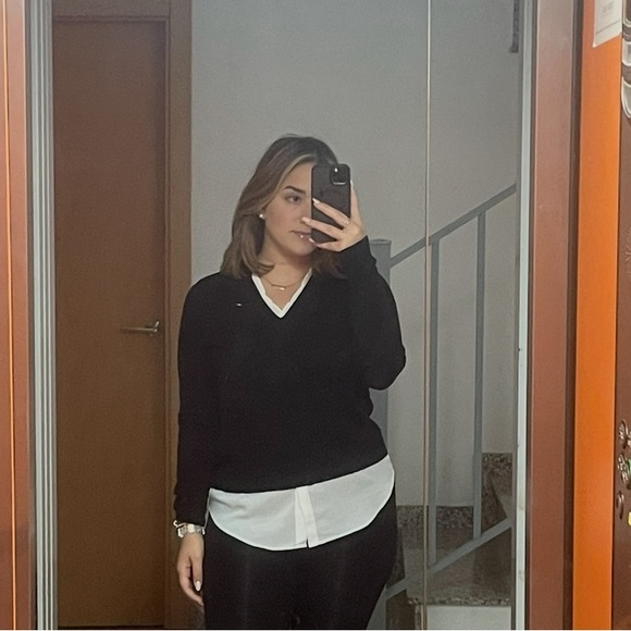 Black and White V-Neck Sweater - Picture 1 of 1